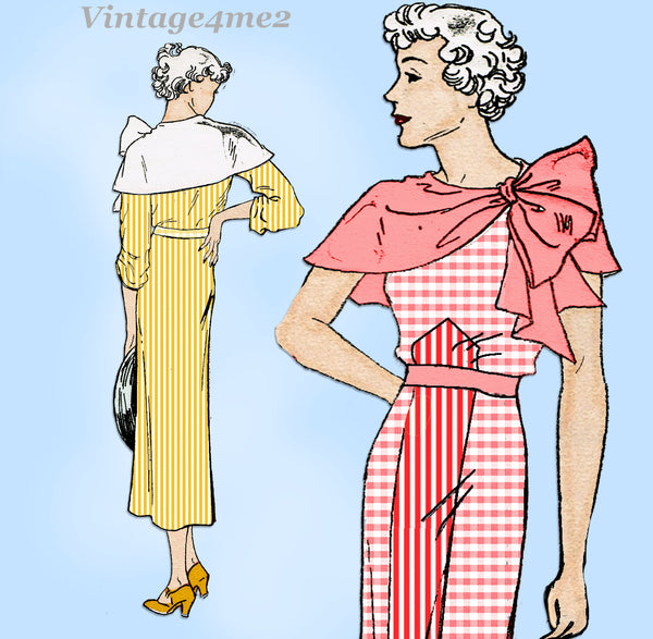 New York 1561: 1930s Uncut Teen Misses Dress Size 33 Bust Vintage Sewing Pattern