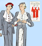 New York 1562: 1930s Uncut Misses Dress and Jacket Sz 42 B Vintage Sewing Pattern