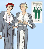 New York 1562: 1930s Uncut Misses Dress and Jacket Sz 46B Vintage Sewing Pattern