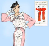 New York 1563: 1930s Uncut Misses Dress and Jacket Sz 36B Vintage Sewing Pattern