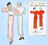 New York 1563: 1930s Uncut Misses Dress and Jacket Sz 36B Vintage Sewing Pattern