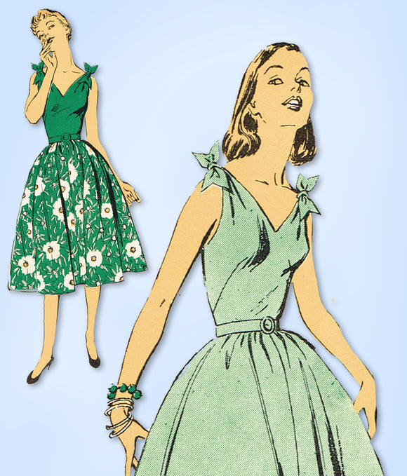 1950s Vintage New York Sewing Pattern 1567 Uncut Misses Sun Dress Size 36 Bust