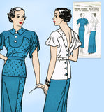 New York 1570: 1930s Uncut Misses Evening Dress Size 32 B Vintage Sewing Pattern