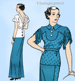 New York 1570: 1930s Uncut Misses Evening Dress Size 32 B Vintage Sewing Pattern