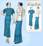 New York 1570: 1930s Uncut Misses Evening Dress Size 32 B Vintage Sewing Pattern