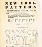 New York 1572: 1950s Misses Street Dress Sz 33 B Vintage Sewing Pattern