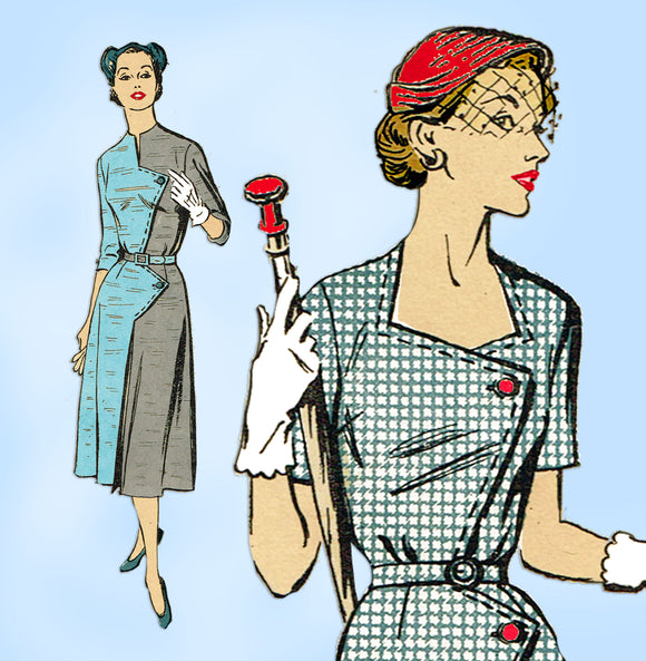 New York 1572: 1950s Misses Street Dress Sz 33 B Vintage Sewing Pattern - Vintage4me2