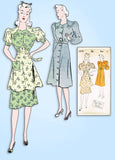 1940s Vintage New York Sewing Pattern 1574 Uncut Misses Dress & Button On Apron Sz 30 Bust