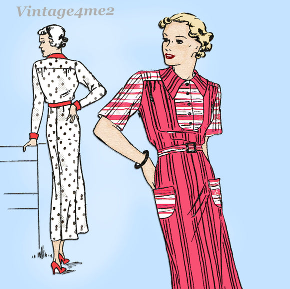 New York 1579: 1930s Uncut Misses Street Dress Size 40 B Vintage Sewing Pattern