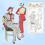 New York 1580: 1930s Uncut Misses Street Dress Size 34 B Vintage Sewing Pattern