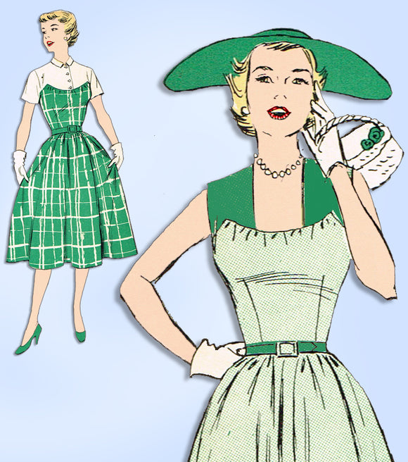 1950s Vintage New York Sewing Pattern 1623 Stunning Uncut Misses Dress Size 32 B