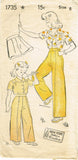 1940s Vintage New York Sewing Pattern 1735 Little Girls Blouse & Slacks Size 8 - Vintage4me2