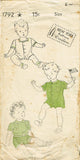 1940s Vintage New York Sewing Pattern 1792 Baby Boy or Girls Romper Sz 6 months