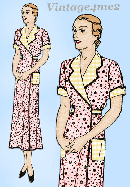 New York 18: 1930s Rare Uncut Misses Hooverette Sz 46 B Vintage Sewing Pattern