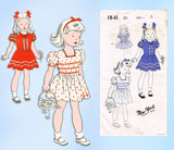 1940s Original Vintage New York Sewing Pattern 1841 Toddler Girls Dress Size 4