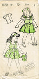 1940s Vintage New York Sewing Pattern 1870 Toddler Girls Pinafore Dress Size 2