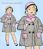 1930s Vintage New York Sewing Pattern 20 Cute Uncut Toddlers Coat Size 4