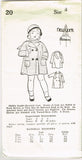 1930s Vintage New York Sewing Pattern 20 Cute Uncut Toddlers Coat Size 4