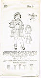 1930s Vintage New York Sewing Pattern 20 Cute Uncut Toddlers Coat Size 6