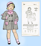 1930s Vintage New York Sewing Pattern 20 Cute Uncut Toddlers Coat Size 6