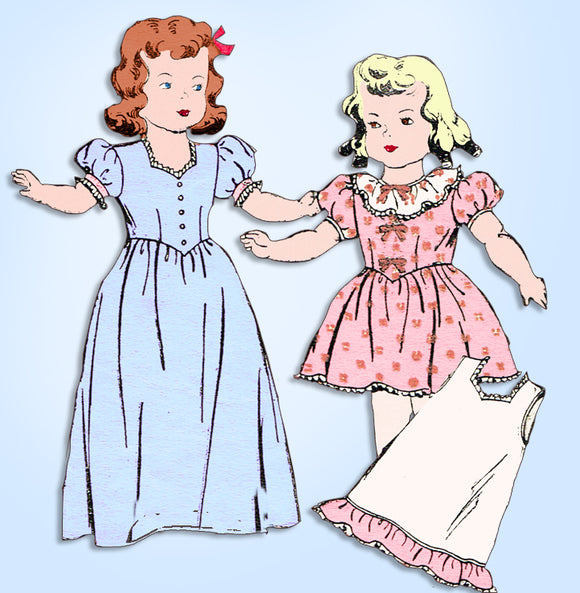 1940s Vintage New York Sewing Pattern 203 16 Inch Little Girl Doll Clothes Set