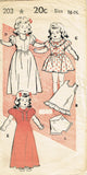 1940s Vintage New York Sewing Pattern 203 16 Inch Little Girl Doll Clothes Set