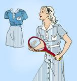 1930s Vintage New York Sewing Pattern 219 Uncut Girls Playsuit & Tennis Dress 10