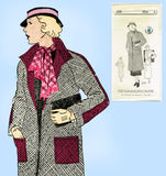 New York 255: 1930s Uncut Misses Swagger Coat Size 31 B Vintage Sewing Pattern