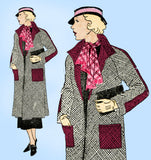 New York 255: 1930s Uncut Misses Swagger Coat Size 31 B Vintage Sewing Pattern