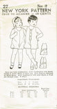 1930s Vintage New York Sewing Pattern 27 Uncut Boys or Girls Combination Size 2