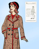 1930s Vintage New York Sewing Pattern 1013 Uncut Little Girls Coat Size 8