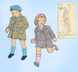 1930s Vintage New York Sewing Pattern 3044 Cute Toddlers Coat & Hat Size 6