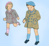 1930s Vintage New York Sewing Pattern 3044 Cute Toddlers Coat & Hat Size 6