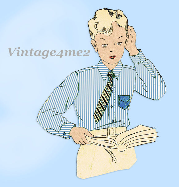 1930s Vintage New York Sewing Pattern 327 Classic Uncut Boys Shirt Sz 10