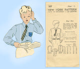 1930s Vintage New York Sewing Pattern 327 Classic Uncut Boys Shirt Sz 10