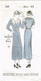 New York 348: 1930s Uncut Misses Street Dress Sz 32 Bust Vintage Sewing Pattern