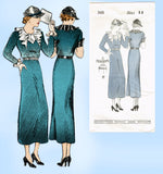 New York 348: 1930s Uncut Misses Street Dress Sz 32 Bust Vintage Sewing Pattern