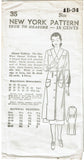 New York 35: 1930s Uncut Nurses Uniform Dress Sz 34 Bust Vintage Sewing Pattern
