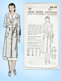 New York 35: 1930s Uncut Nurses Uniform Dress Sz 34 Bust Vintage Sewing Pattern