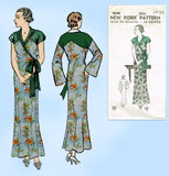 New York 4036: 1930s Glamorous Uncut Misses Negligee 34 B Vintage Sewing Pattern
