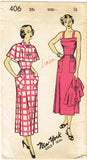 1940s Vintage New York Sewing Pattern 406 Uncut Misses Sun Dress & Capelet 32B