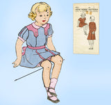 1930s Vintage New York Sewing Pattern 4061 Cute Uncut Toddler Girls Dress Size 4