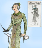 New York 4080: 1930s Uncut Women's Street Dress Size 34 B Vintage Sewing Pattern