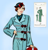 New York 409: 1930s Uncut Misses Slender Coat Sz 36 Bust Vintage Sewing Pattern