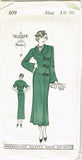 New York 409: 1930s Uncut Misses Slender Coat Sz 36 Bust Vintage Sewing Pattern