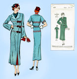 New York 409: 1930s Uncut Misses Slender Coat Sz 36 Bust Vintage Sewing Pattern