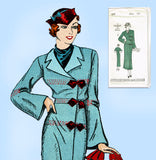 New York 409: 1930s Uncut Misses Slender Coat Sz 38 Bust Vintage Sewing Pattern