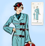 New York 409: 1930s Uncut Misses Slender Coat Sz 40 Bust Vintage Sewing Pattern