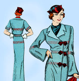 New York 409: 1930s Uncut Misses Slender Coat Sz 36 Bust Vintage Sewing Pattern