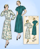 1940s Vintage New York Sewing Pattern 412 Uncut Plus Size Day Dress Sz 40 Bust